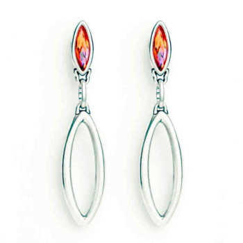 Oval Earrings Pink Crystal