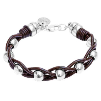 Lederarmband Silberperlen