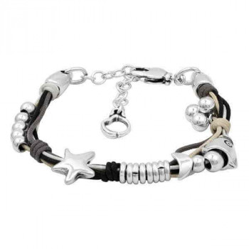 Black bracelet marine motif charms