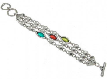 Three colored silver bracelet coral