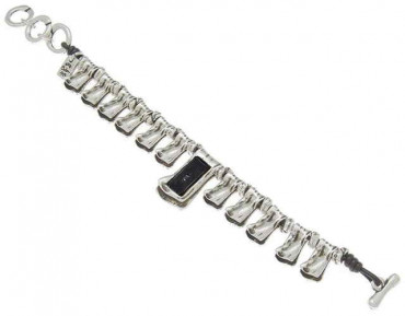 Silver Bracelet Charms Black Pendant