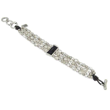 Bracelet breloques argent pierre noir