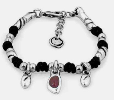 Lederarmband Violetter Kristall Charm Anhaenger