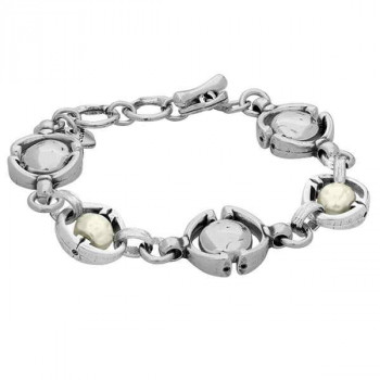 Bracelet Creoles et Perles Blanche