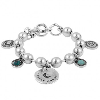 Silver Pearl Bracelet Turquoise Charms
