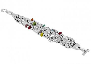 Wide Multi Row Color Beaded Bracelet