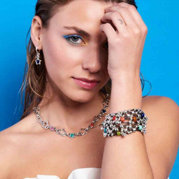 Multi-Row Leather Bracelet Crystal Beads