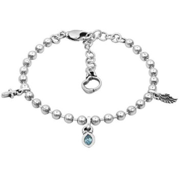 Pulsera bolitas Cruz y ala de angel