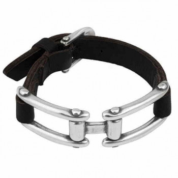 Leder Armband Silber Charm