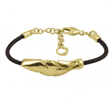 Goldenes Feder Lederarmband