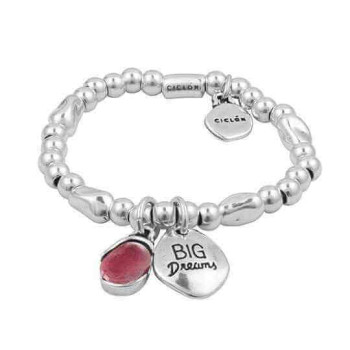Elastisches Kugelperlen Armband Rosa Anhaenger