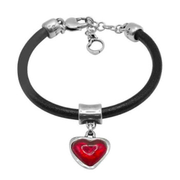 Bracelet Cuir Coeur Rouge
