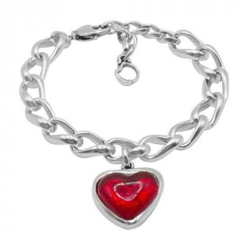 Chain bracelet red heart pendant