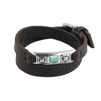 Leather Wrap Bracelet Turquoise Crystal