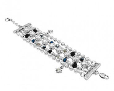 Multistrand Silver Bracelet Blue Crystals