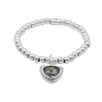 Bracelet Elastique Perles Pendentif Grise