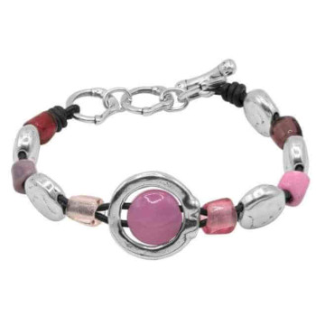 Pink Lila Murano Glass Bracelet