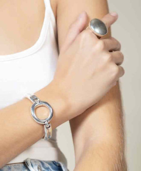 Cuff Style Silver Hoop Bracelet