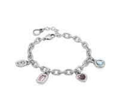 Chain Bracelet Dangling Colorful Crystals