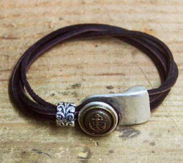 Bracelet Cuir avec Bouton Métal