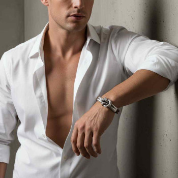 Knoten Lederarmband Silberne Applikation