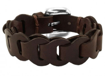 leather bracelet with tongue buckle clasp