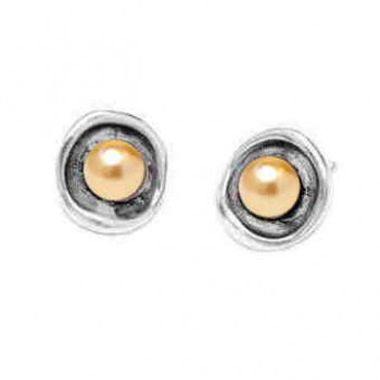 Round stud earrings champagne pearl