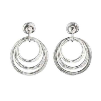 Triple Hoop Silver Earrings