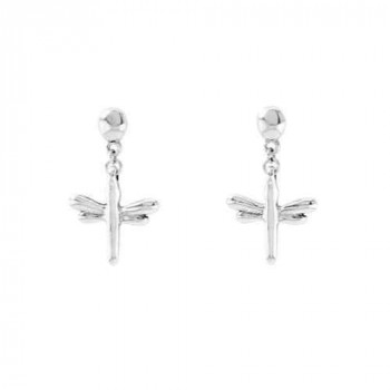 Silver earrings dragonfly shape