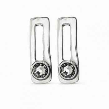 Edgy Rectangle Silver Earrings