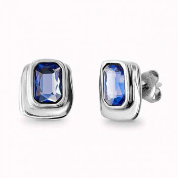 Square Shaped Blue Crystal Earrings