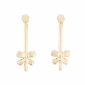 Long Stick Butterfly Gold Earrings