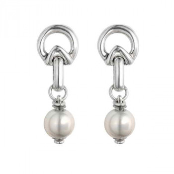 Silver earrings with white pearl unode50