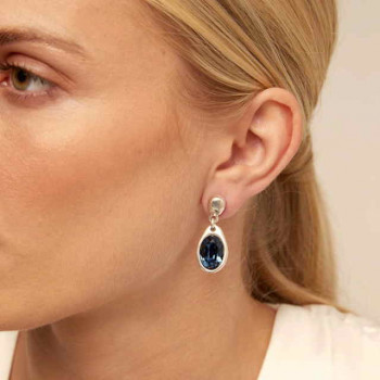 Drop Earrings Blue Swarovski Crystals