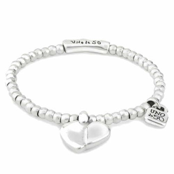Silver Beaded Heart Bracelet