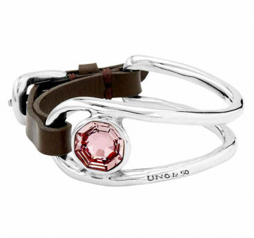Silver Cuff Bracelet Rose Crystal