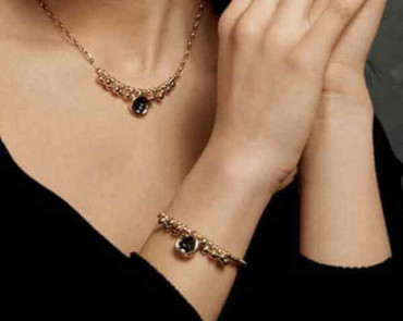 Pulsera Perlas Doradas Cristal Antracita