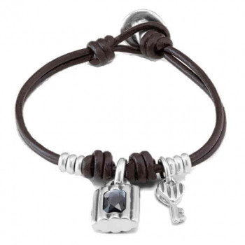Key Charm Leather Bracelet