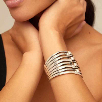 Wide Silver Bangle Bracelet