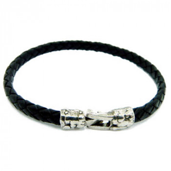 Pulsera trenzada fina de cuero