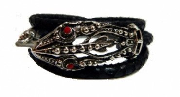 Brazalete Piel Lagarto Ojos Rojo