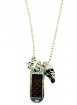 Collar rockero plata  XXL Hardwear con ancla, placa y calavera