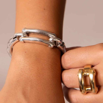Cuff Style Rectangle Silver Bracelet