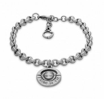 Silver chain bracelet white pearl