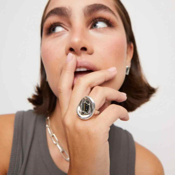 Grauer Kristall Ring