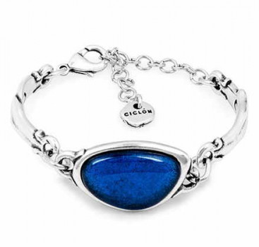 Silver Cuff Bracelet Blue Crystal Bead