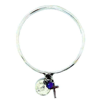 Silberarmreif mit Kreuz und Muenze Anhaenger