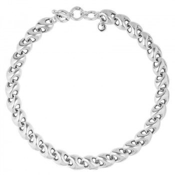 Short necklace silver link shells