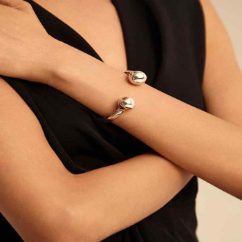 Bracelet jonc argenté embouts boule