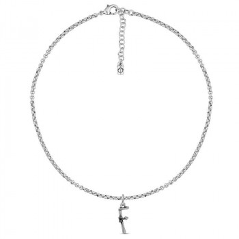 Silver Necklace Letter Pendant F